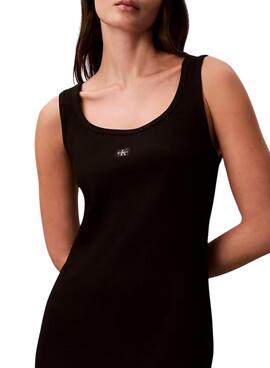 Vestido Calvin Klein Jeans Baby Rib square negro para mujer