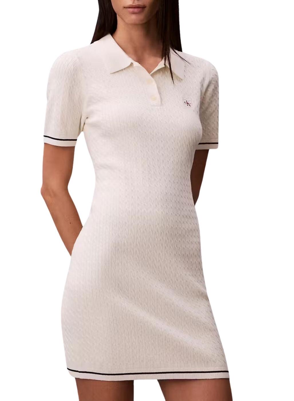 Vestido Calvin Klein Jeans Microcable blanco paramujer