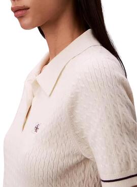 Vestido Calvin Klein Jeans Microcable blanco paramujer