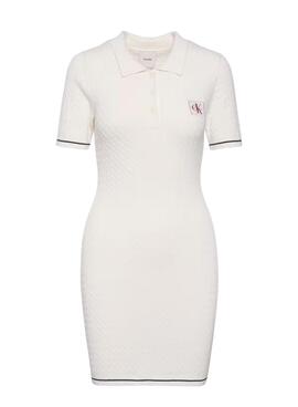 Vestido Calvin Klein Jeans Microcable blanco paramujer