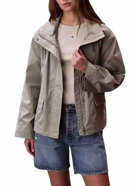Parka Calvin Klein Jeans Tech verde para mujer