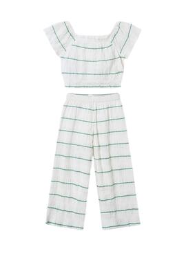 Conjunto Mayoral estampado rayas menta para niña 