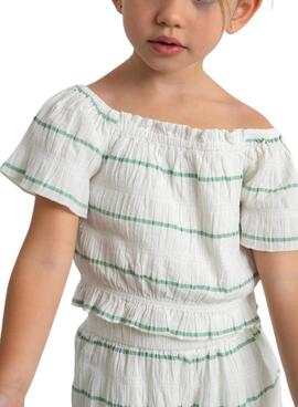 Conjunto Mayoral estampado rayas menta para niña 