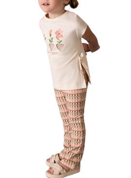 Conjunto flores naranja con estampado para niña 