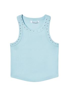 Camiseta Mayoral azul con tachuelas para niña 
