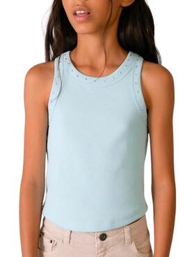 Camiseta Mayoral azul con tachuelas para niña 