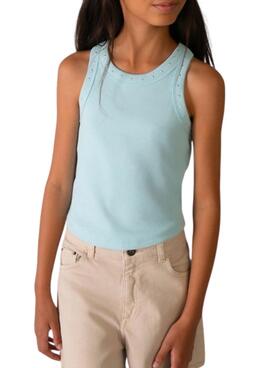 Camiseta Mayoral azul con tachuelas para niña 