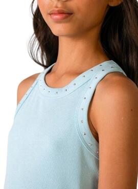 Camiseta Mayoral azul con tachuelas para niña 