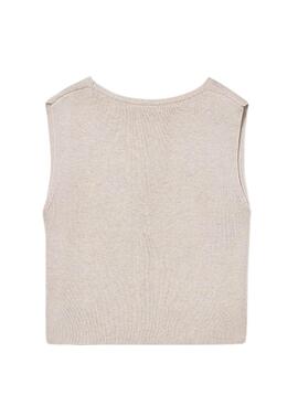 Top Mayoral de punto beige con botones para niña