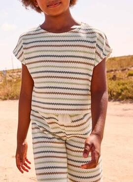 Camiseta Mayoral de punto a rayas multicolor para niña