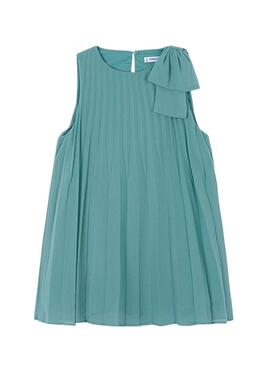 Vestido Mayoral plisado azul turquesa para niña