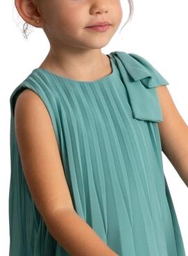 Vestido Mayoral plisado azul turquesa para niña