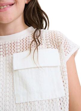 Top Mayoral calado crudo para niña