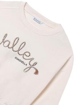Sudadera Mayoral bordada beige para niña