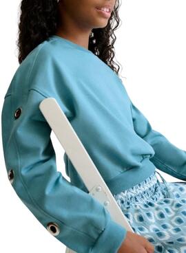 Sudadera Mayoral ojales azul para niña