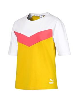 Camiseta Puma XTG Colorblock Amarillo Mujer
