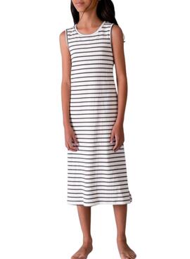 Vestido rayas midi Crd-negro