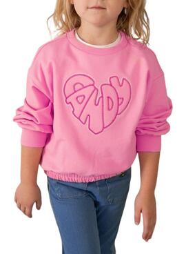 Sudadera Mayoral bordada rosa para niña