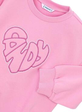 Sudadera Mayoral bordada rosa para niña