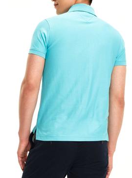 Polo Tommy Hilfiger Textured Slim Aqua Hombre