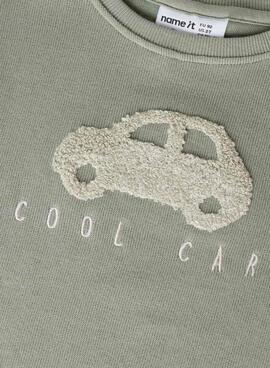 Sudadera Name It coche verde grisáceo para niño