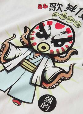 Camiseta Name It dibujo japonés blanco para niño