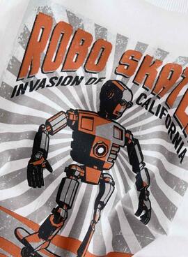 Camiseta Name It robot skater blanca para niño