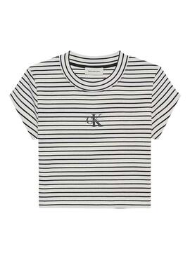 Camiseta Calvin Klein Jeans Striped negro y blanco para mujer