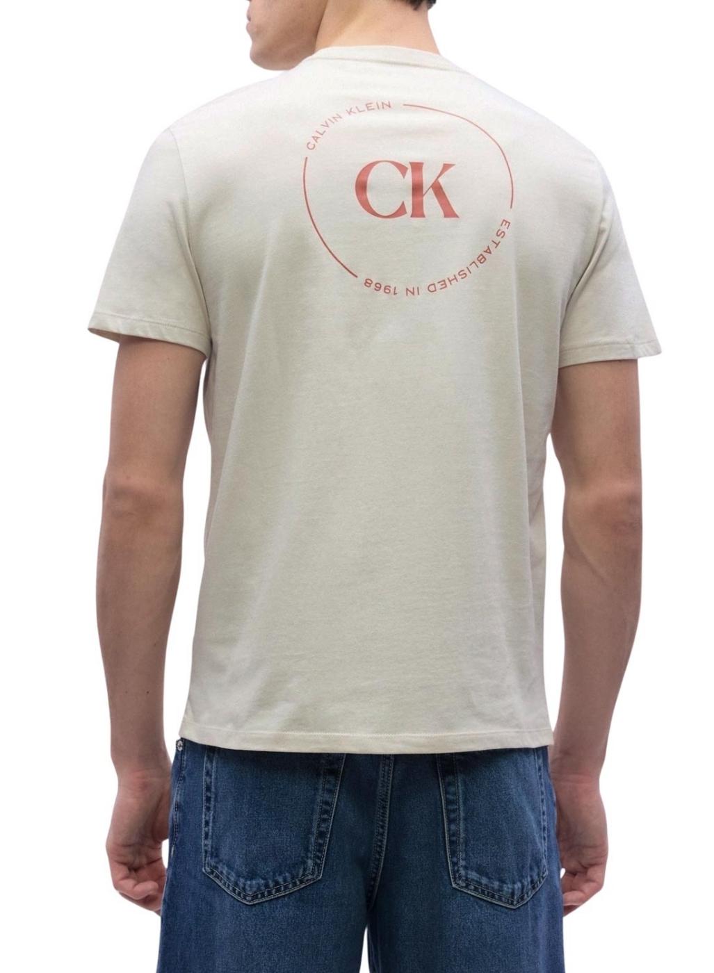 Camiseta Calvin Klein Jeans Circular logo beige para hombre