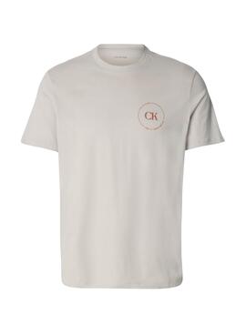 Camiseta Calvin Klein Jeans Circular logo beige para hombre