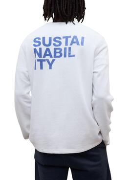 Camiseta Ecoalf manga larga Sustano blanco para hombre