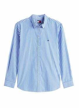Camisa de popelín Tommy Jeans azul rayas para mujer