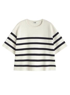 Jersey Ecoalf Marina blanco estampado de rayas para mujer