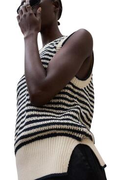 Jersey Ecoalf Tulip beige con estampado de rayas para mujer