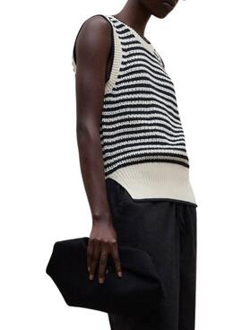 Jersey Ecoalf Tulip beige con estampado de rayas para mujer