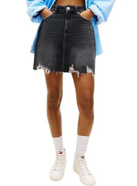 Falda corta Tommy Jeans Mom negro para mujer