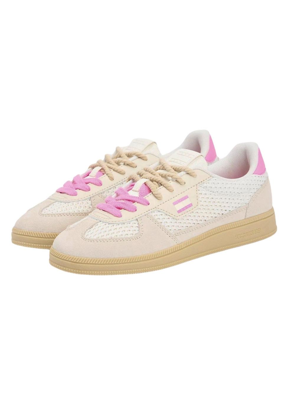 Zapatillas Tommy Jeans The Greenwich Edge Knit beige y rosa para mujer