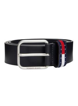 Cinturón de piel Tommy Jeans Ryan azul marino para hombre