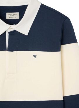 Sudadera polo Silbon rayas azul y blanco para hombre
