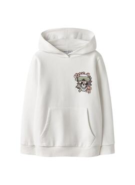 Sudadera Name It capucha calavera crudo para niño