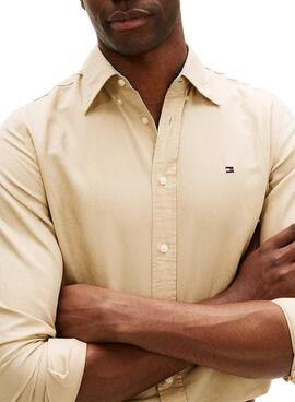 Camisa de lino Tommy Hilfiger Linen Blend beige para hombre