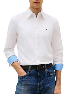 Camisa de lino Tommy Hilfiger Linen Blend blanco para hombre