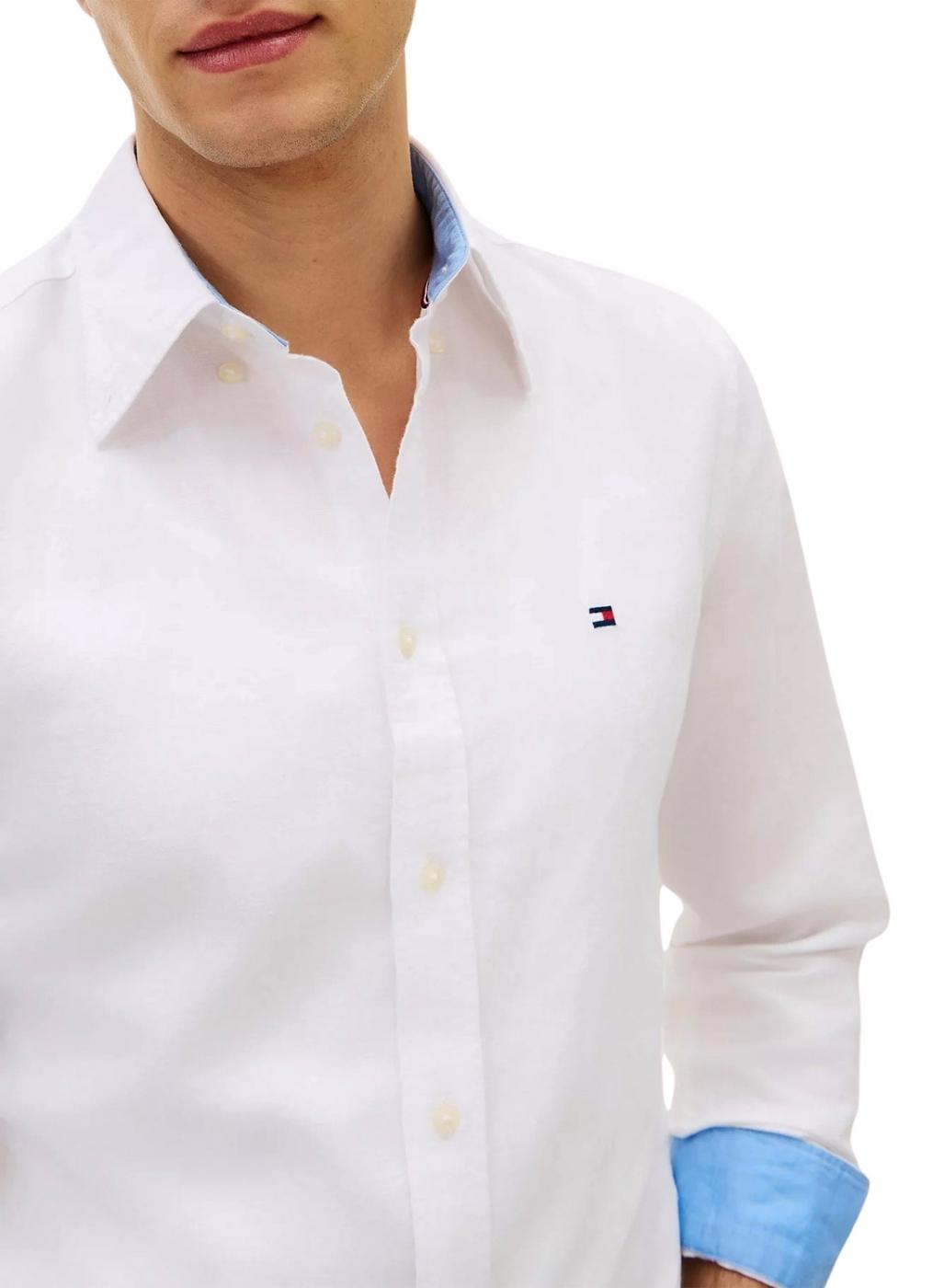 Camisa de lino Tommy Hilfiger Linen Blend blanco para hombre