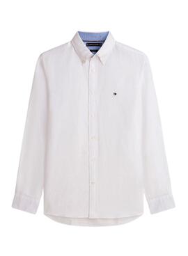 Camisa de lino Tommy Hilfiger Linen Blend blanco para hombre