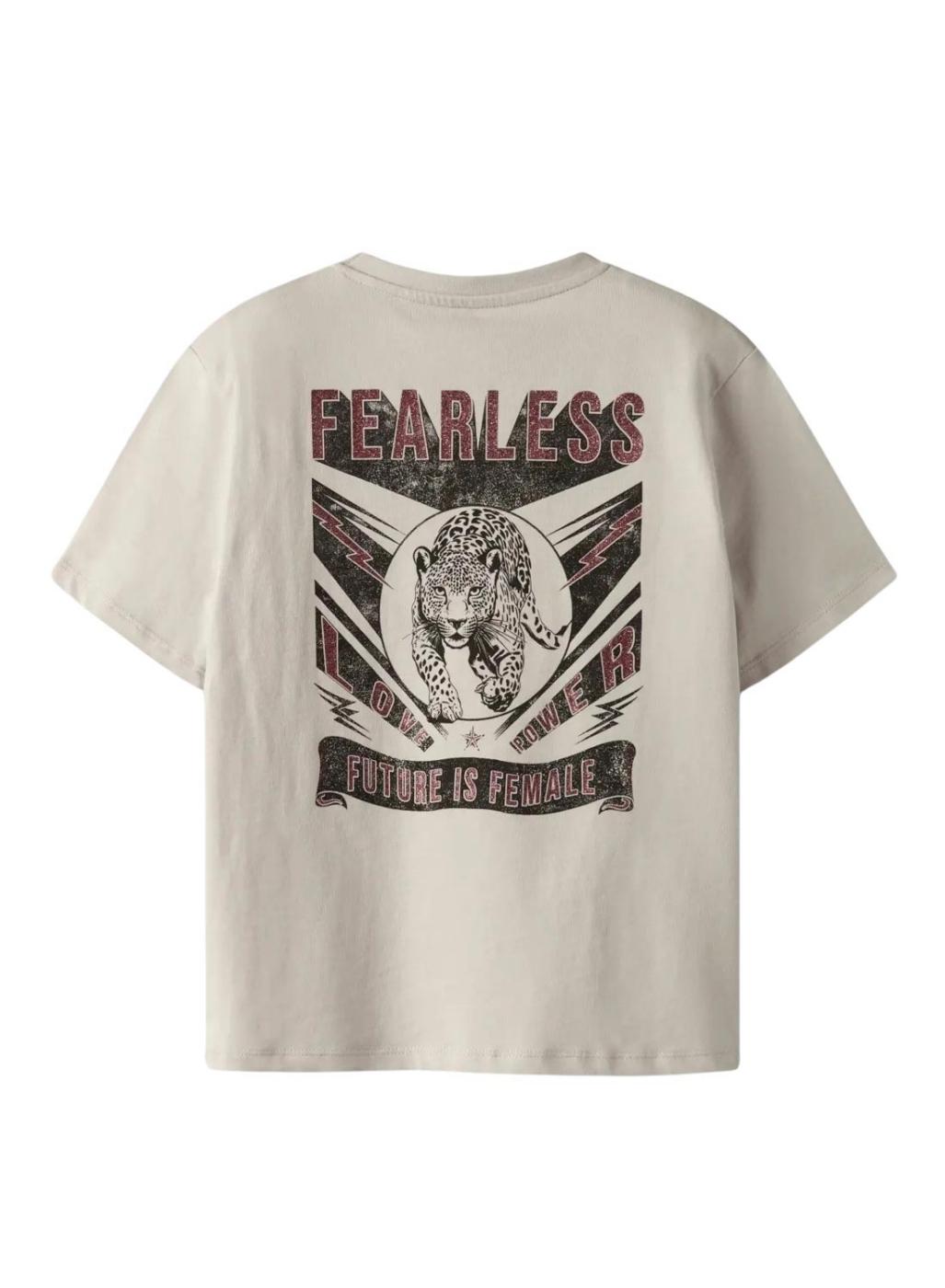 Camiseta Name It fearless beige para niña
