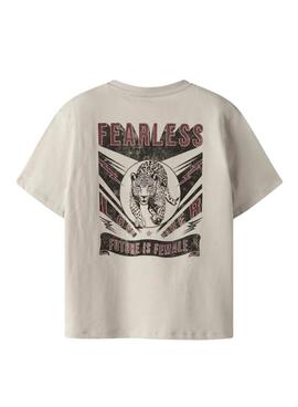 Camiseta Name It fearless beige para niña
