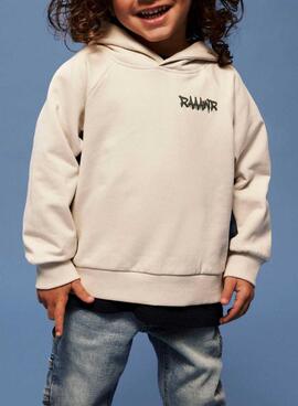 Sudadera con capucha Name It beige dinosaurio para niño