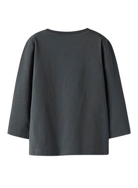 Camiseta Name It Bart estampado de dinosaurios gris antracita para niño