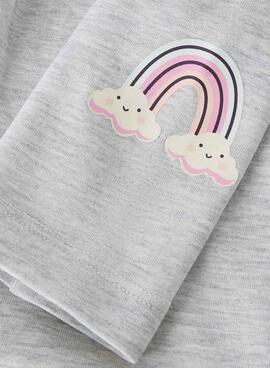 Leggings Name It Bilona arcoíris gris claro para niña