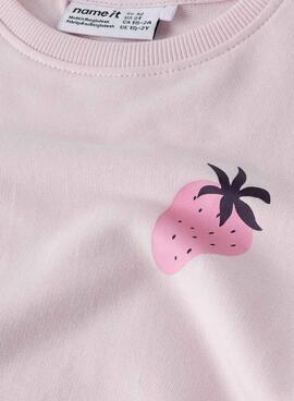 Sudadera Name It Bissine  detalle de fresa rosa claro para niña